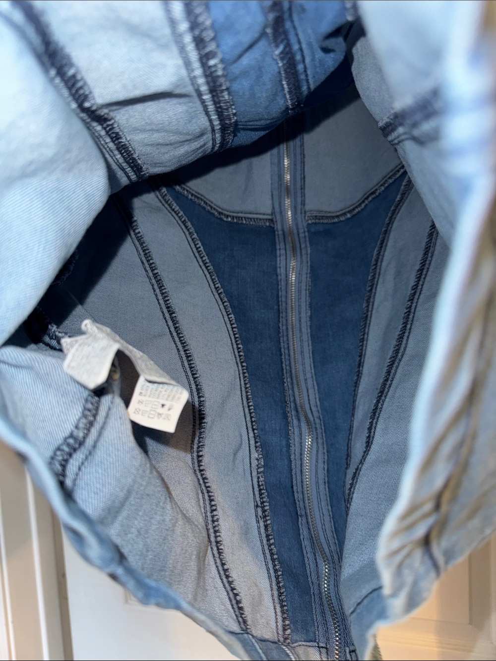 Forever 21 Two-Tone Blue Denim Zip-Front Mini Dress - Picture 6 of 8